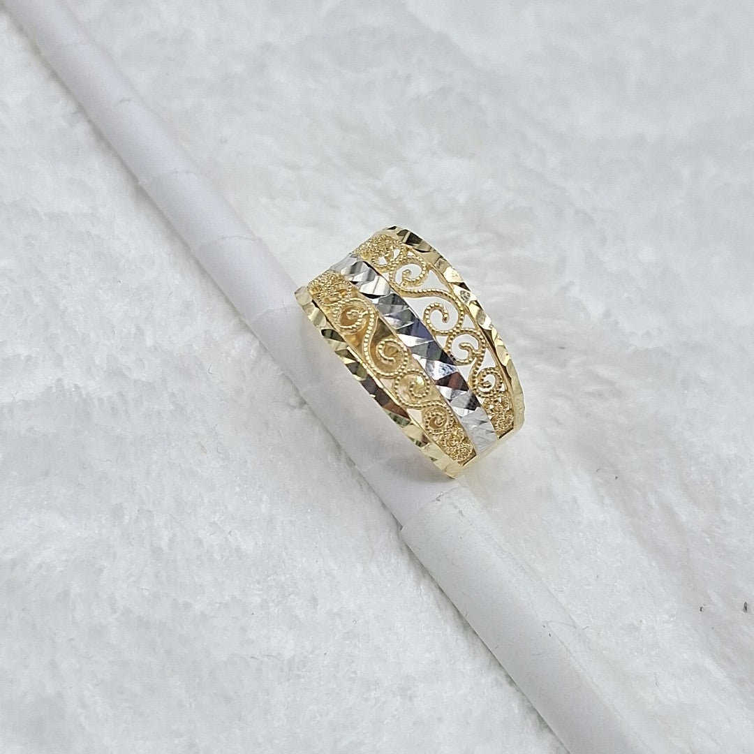 ANILLOS TIPO FILIGRANA COMBINADO 14K TALLA 8 2.7 GR (NUEVO)