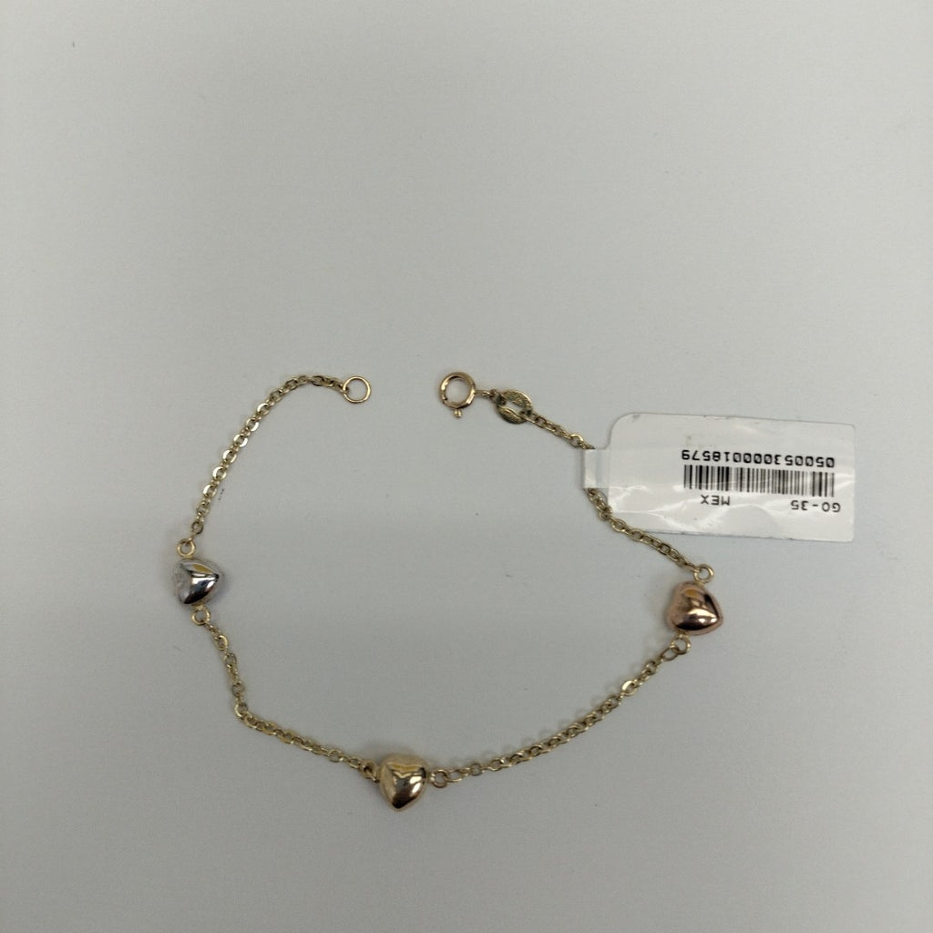 PULSERA ESP CON CORAZONES COMBINADOS 14K 18 CM 1.6 GR (NUEVO)