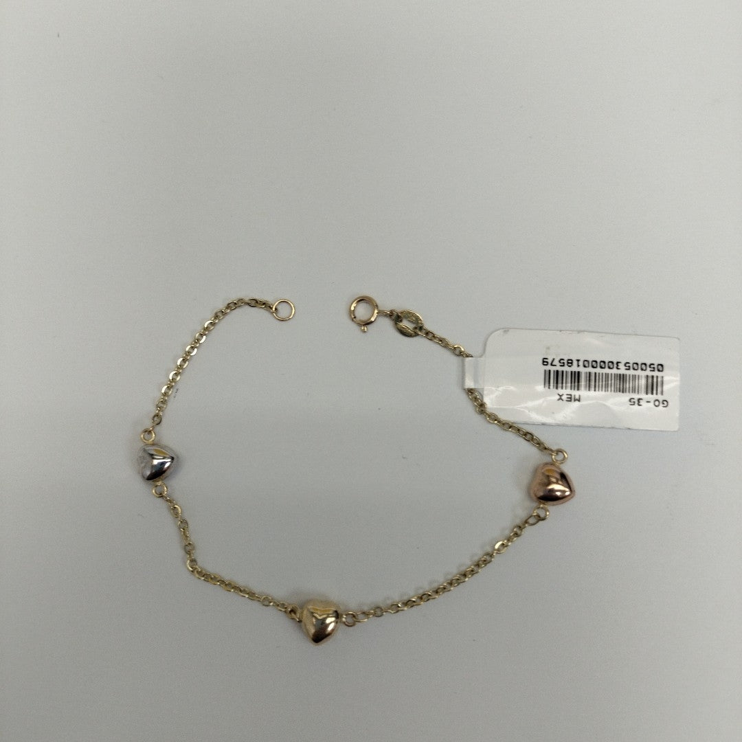 PULSERA ESP CON CORAZONES COMBINADOS 14K 18 CM 1.6 GR (NUEVO)