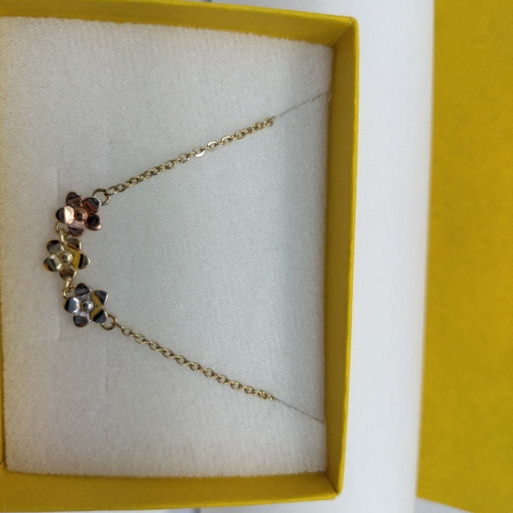PULSERA TEJIDO ESPECIAL FIG FLORES 14K 18 CM 2 GR (NUEVO)