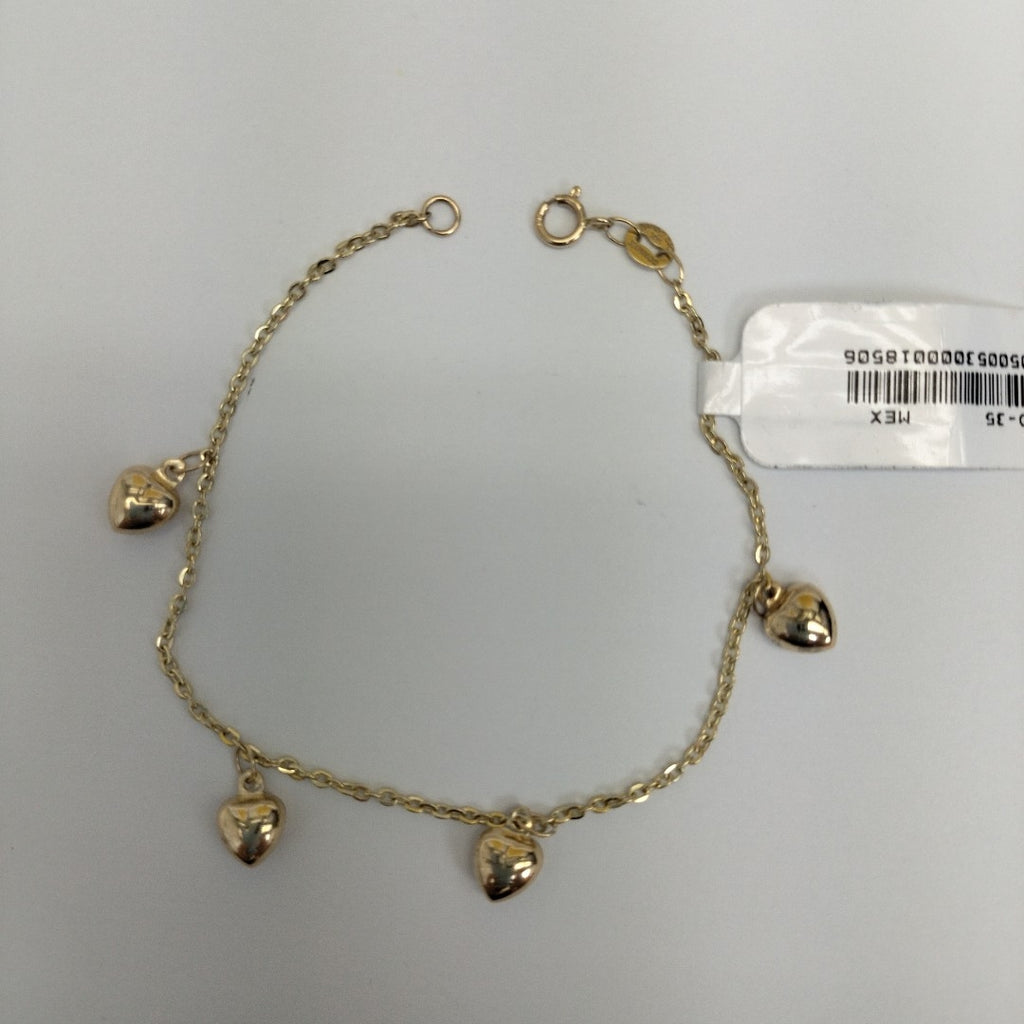 PULSERA ESP CON FIG CORAZONES 14K 18 CM 1.8 GR (NUEVO)