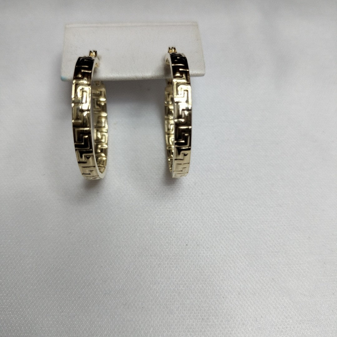 ARETES TEJIDO ARRACADA CON GRECAS 14K 2.7 GR (NUEVO)