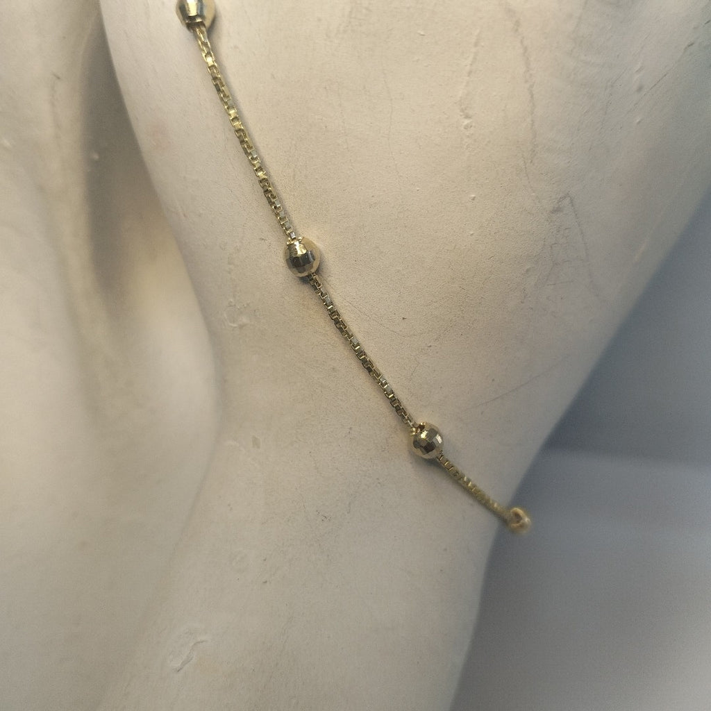 PULSERA ESPECIAL CON BOLITAS 14K 18 CM 1.5 GR (NUEVO)