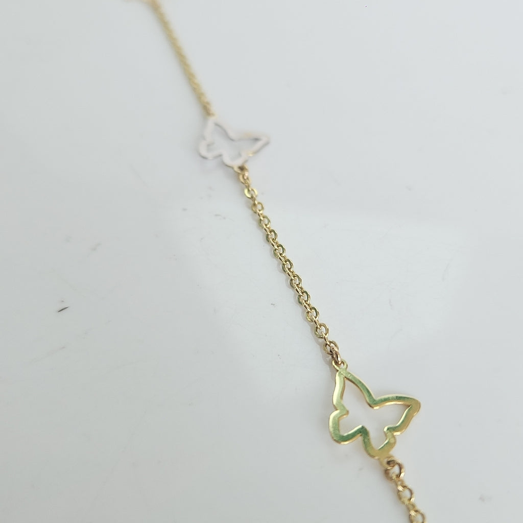 PULSERA ESPECIAL C MARIPOSAS 14K 18 CM 1.7 GR (NUEVO)