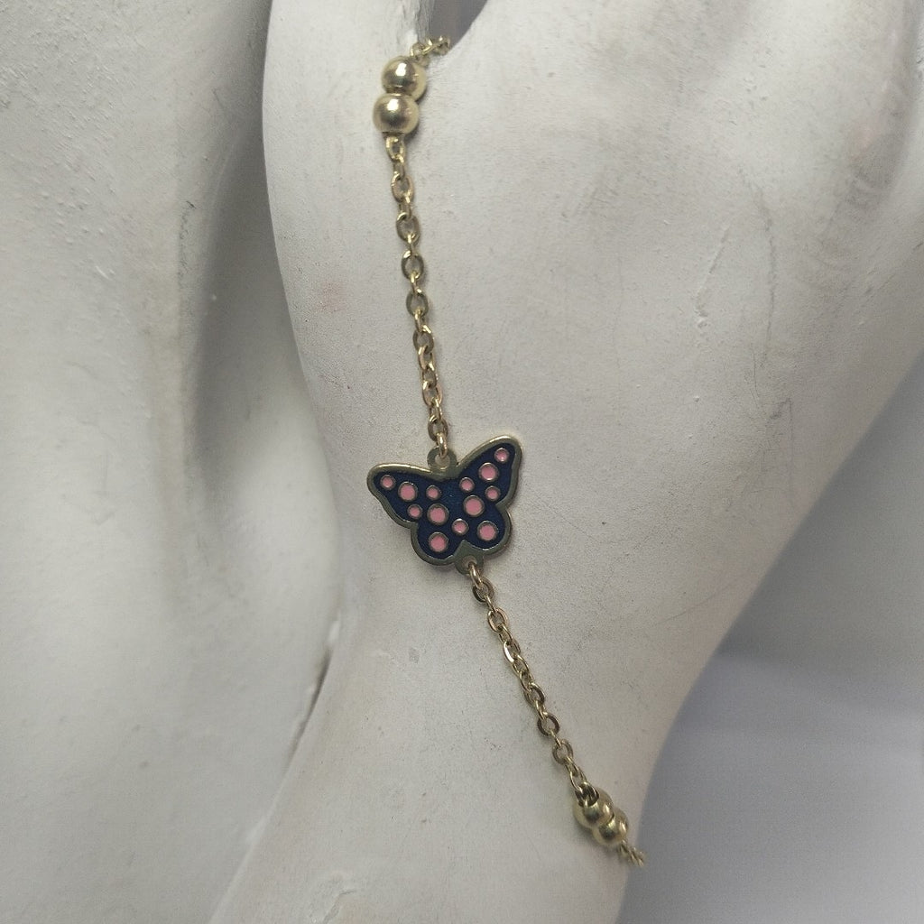 PULSERA TEJIDO ESPECIAL MARIPOSA CON ESMALTE 14K 18 CM 1.9 GR (NUEVO)