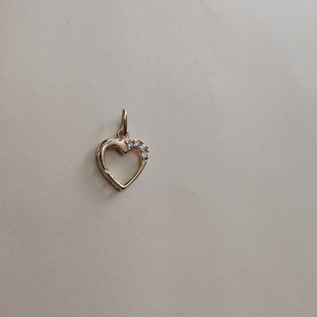 DIJE CORAZON CON CIRCONIAS 14K 1.4 GR (NUEVO)