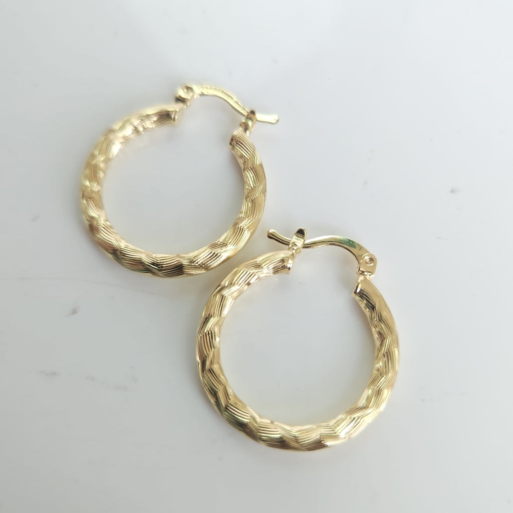 ARETES TEJIDO ARRACADA LABRADA 14K 2.7 GR (NUEVO)