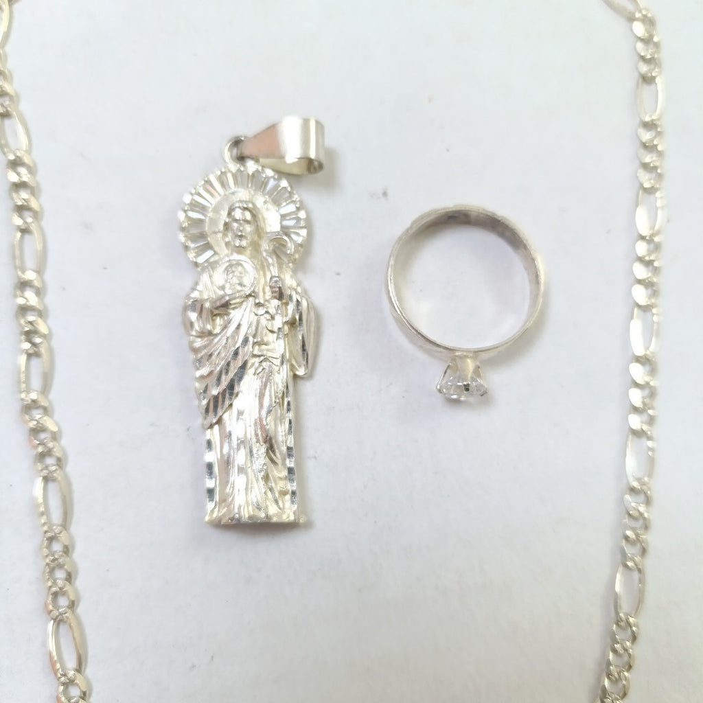 ANILLITO, CADENA, DIJE PLATA 23.5 GRMS (SEMINUEVO)