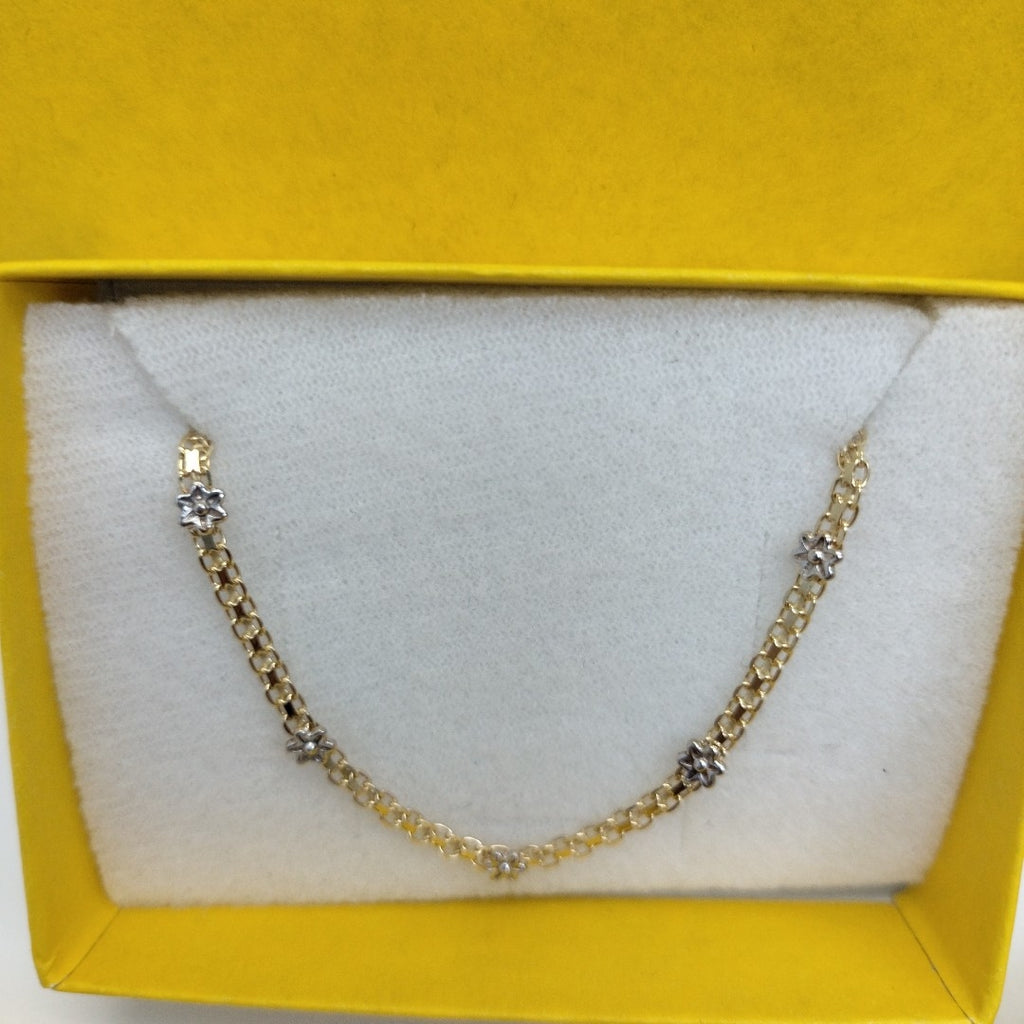 PULSERA ESPECIAL C FLORES 14K 18 CM 3 GR (NUEVO)