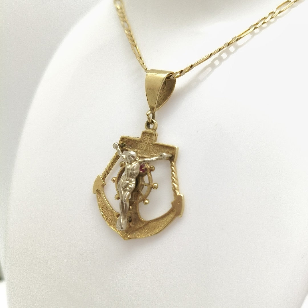 CRISTO EN ANCLA ORO 14 K 6.7 GRMS (SEMINUEVO)