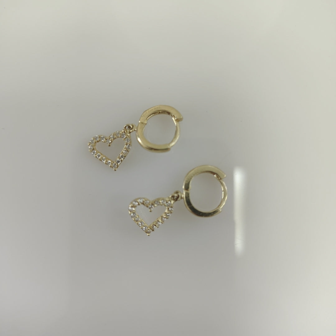 ARETES FIG CORAZON C CIRCONIAS 10K 1.9 GR (NUEVO)