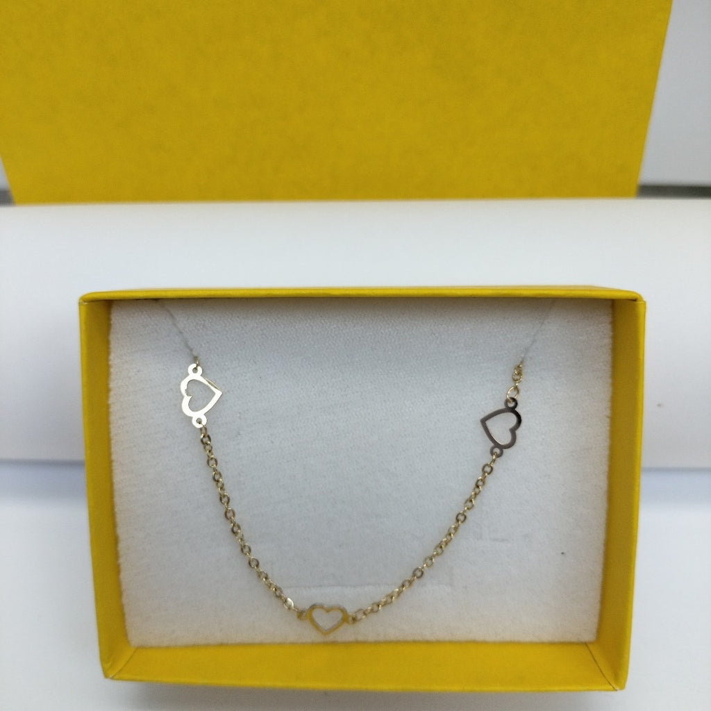 PULSERA ESPECIAL CON CORAZONES 14K 18 CM 1.3 GR (NUEVO)