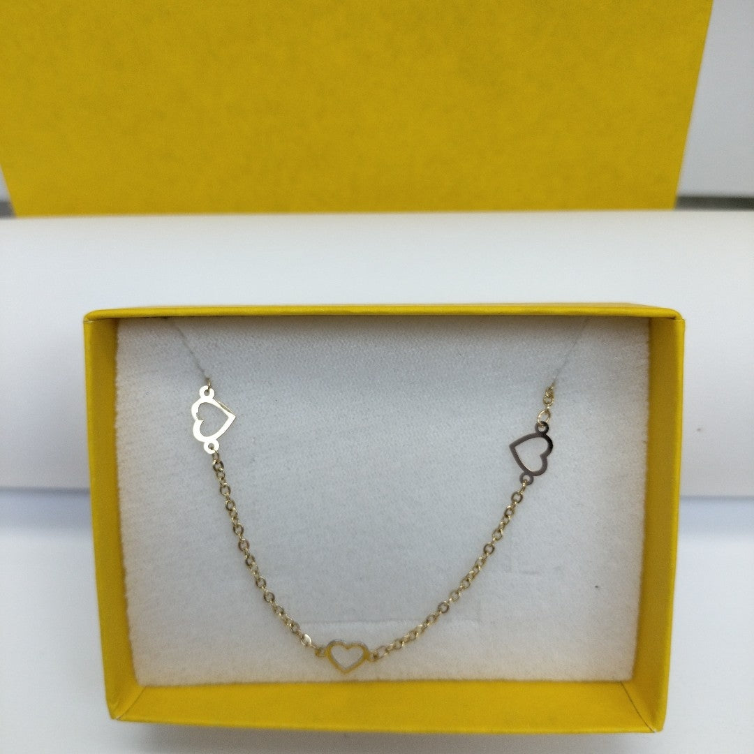 PULSERA ESPECIAL CON CORAZONES 14K 18 CM 1.3 GR (NUEVO)