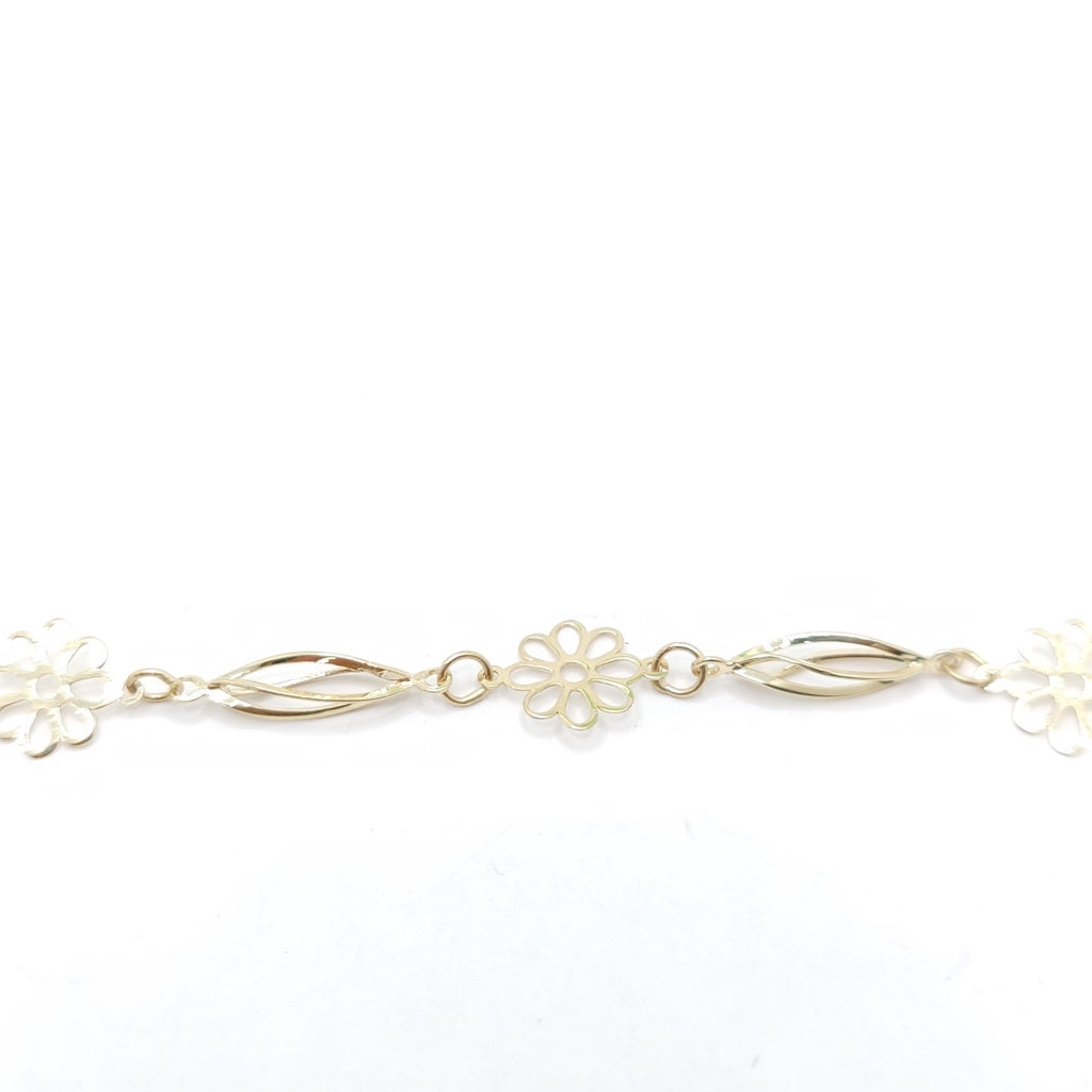 PULSERA ESPECIAL CON FLORES 14K 18 CM 2.6 GR (NUEVO)