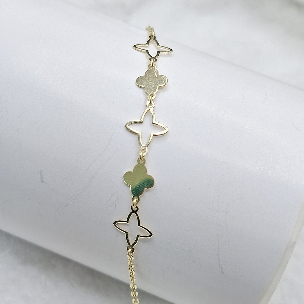 PULSERA TEJIDO ESP CON TREBOL 14K 18 CM 1.6 GR (NUEVO)