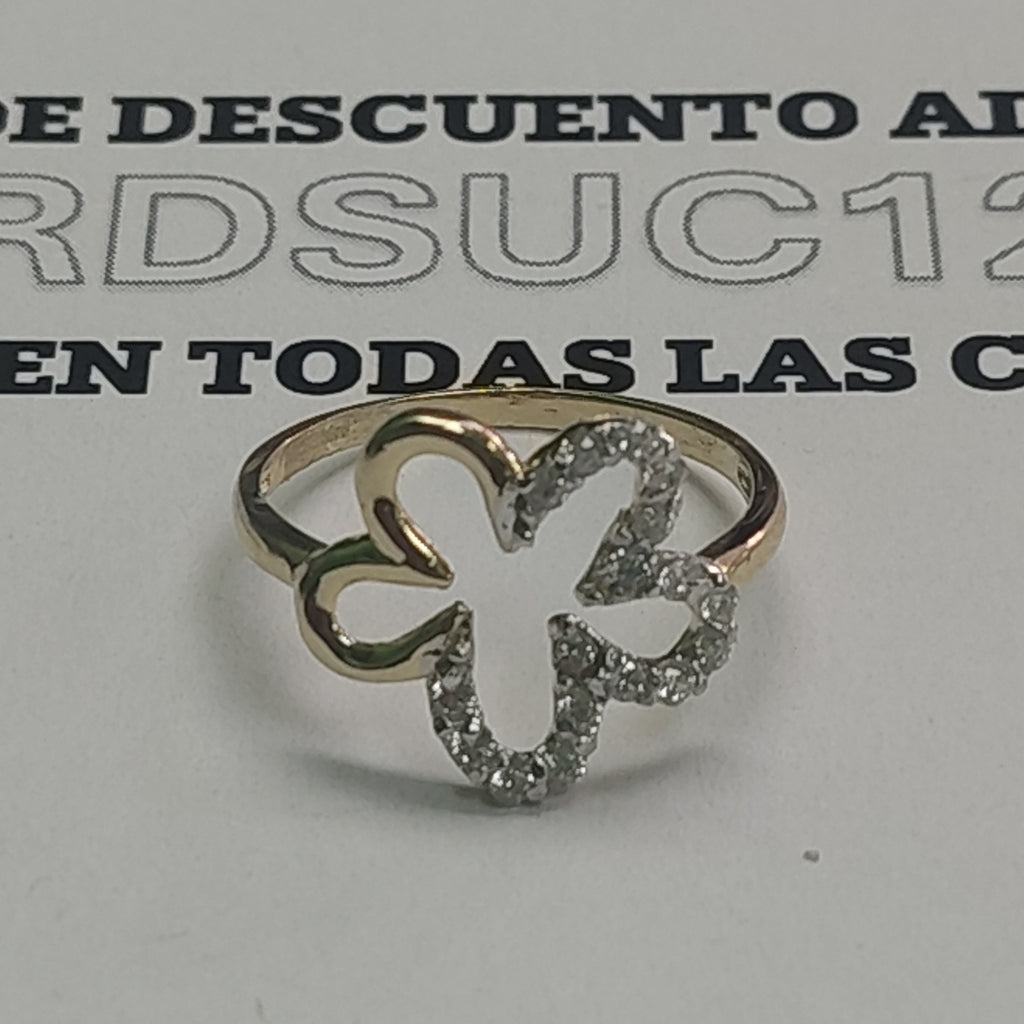 ANILLOS FIG FLOR CON CIRCONIAS 14K TALLA 7 1.5 GR (NUEVO)