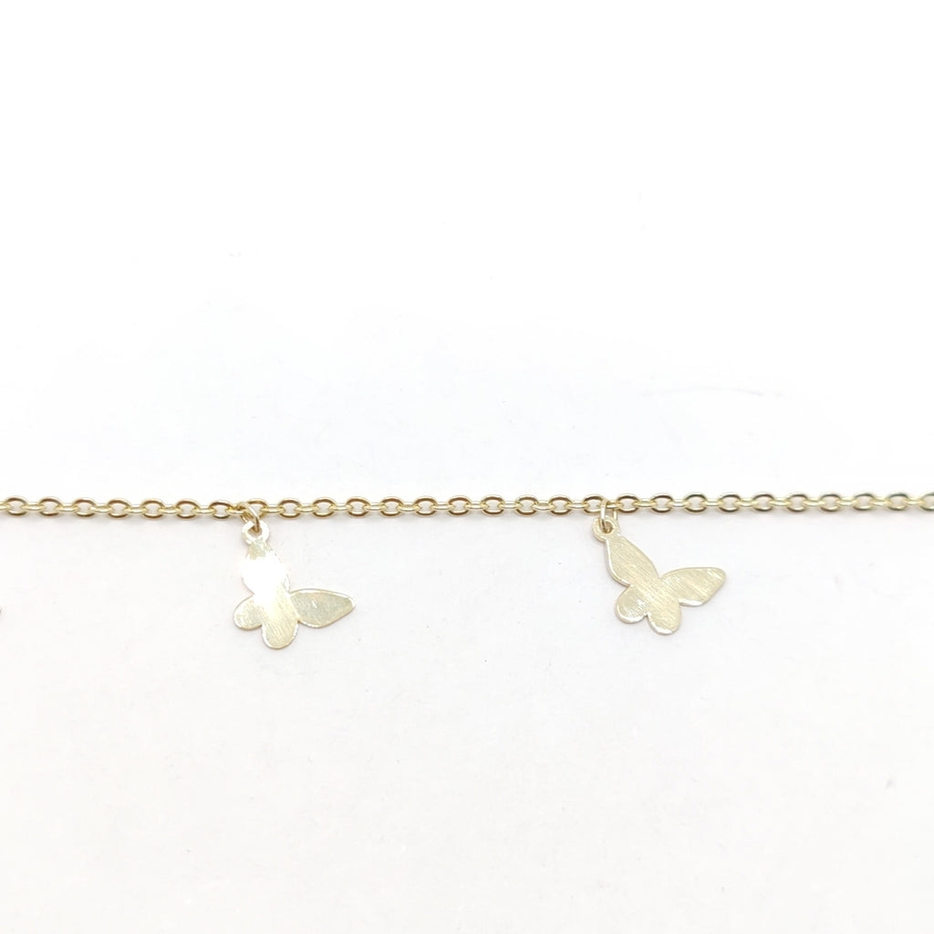 PULSERA ESPECIAL CON MARIPOSAS 14K 18 CM 2.1 GR (NUEVO)