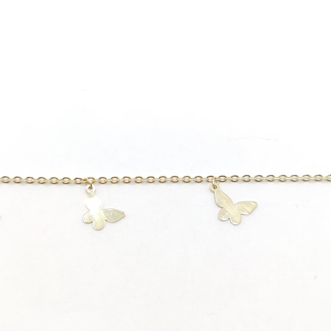 PULSERA ESPECIAL CON MARIPOSAS 14K 18 CM 2.1 GR (NUEVO)