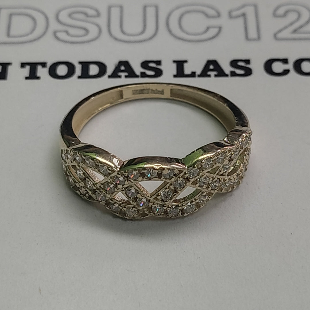 ANILLOS TRENZADO CON CIRCONIAS 14K TALLA 7 2.3 GR (NUEVO)