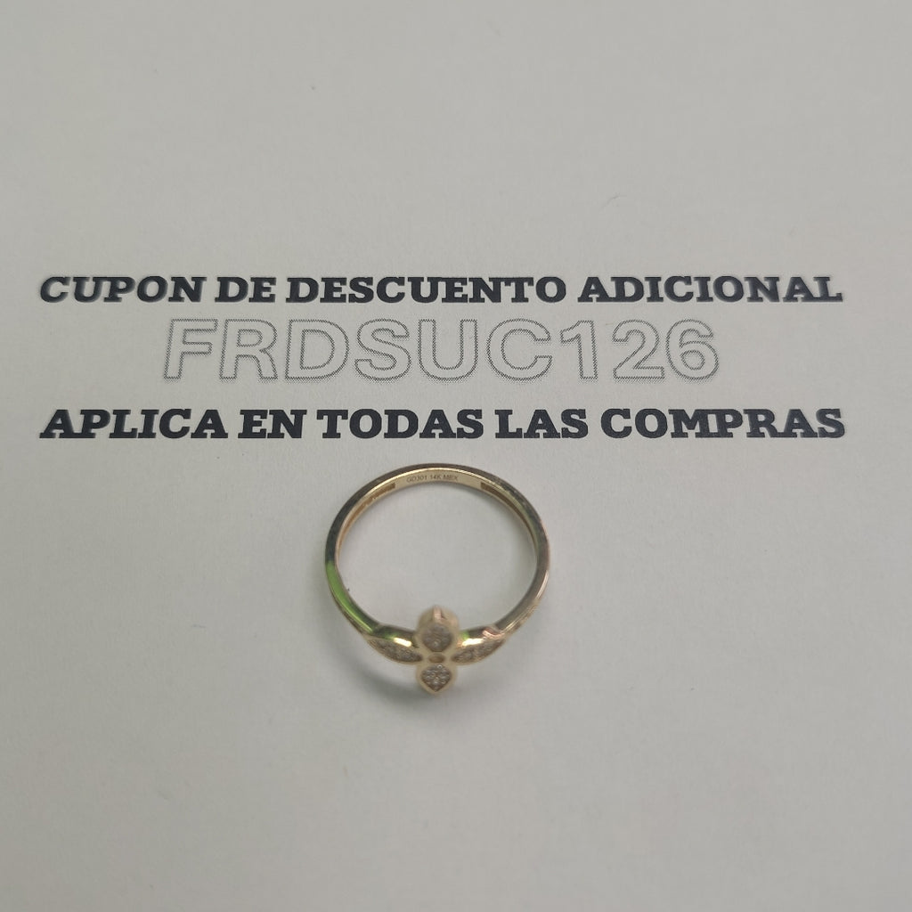 ANILLO ANILLITO FLOR C CIRCONIAS 14K 8 TALLA 1.9 GR (NUEVO)