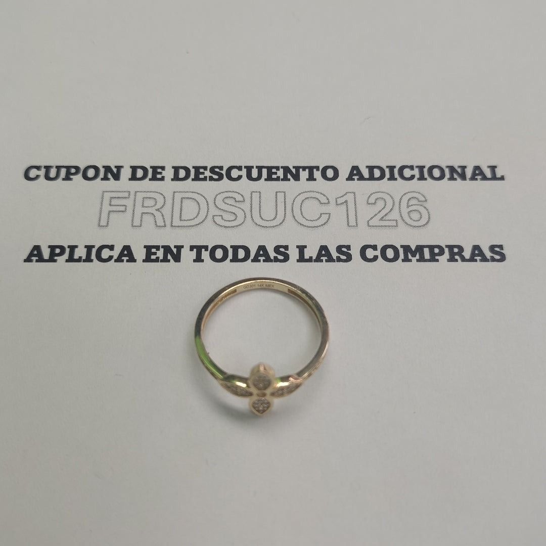 ANILLO ANILLITO FLOR C CIRCONIAS 14K 8 TALLA 1.9 GR (NUEVO)