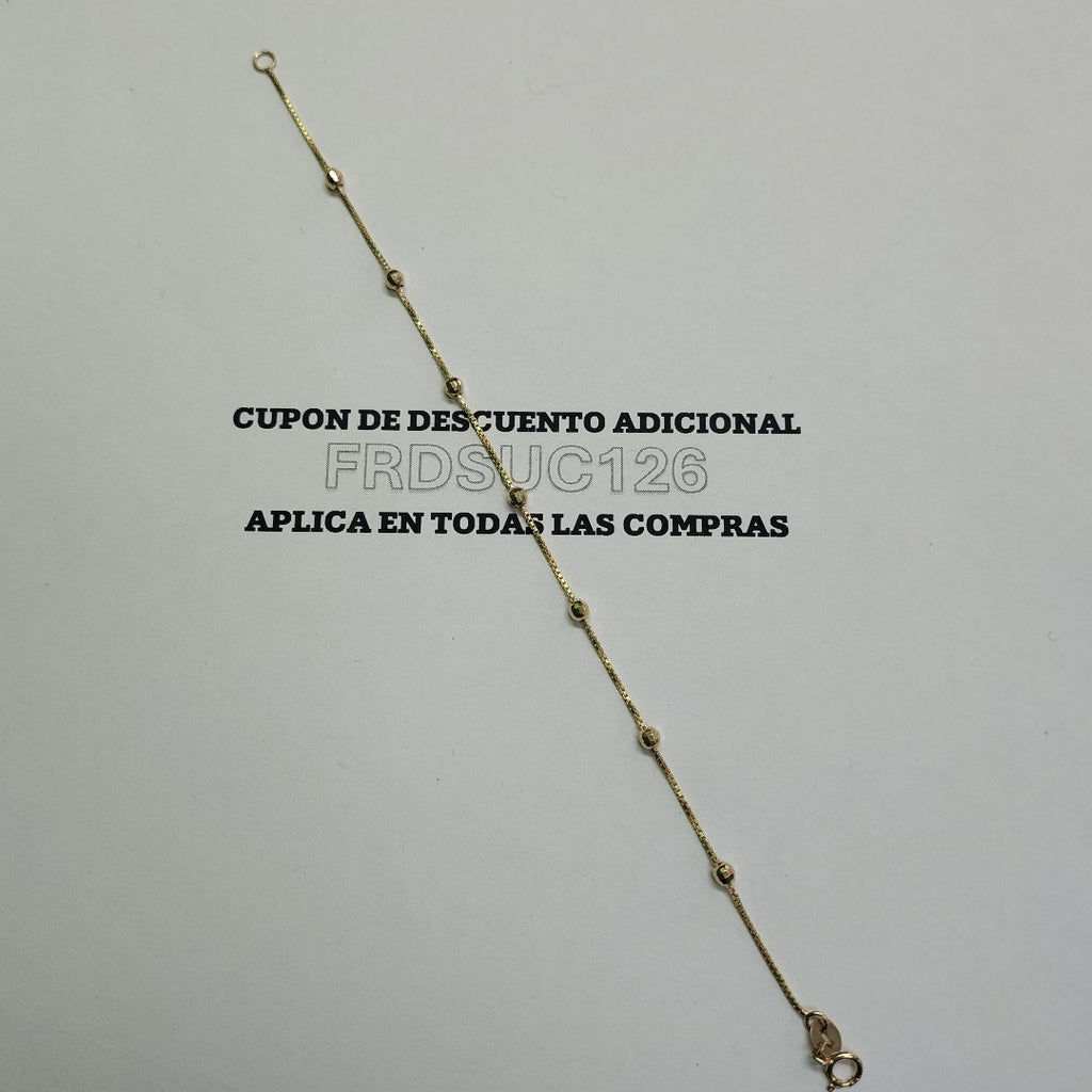 PULSERA ESPECIAL CON BOLITAS 14K 18 CM 1.4 GR (NUEVO)