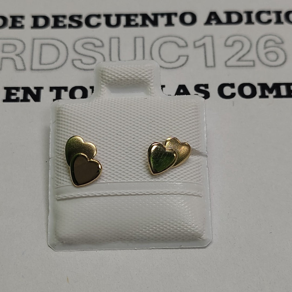 BROQUELES BROQUEL CORAZON DOBLE 14K 0.2171 GR (NUEVO)