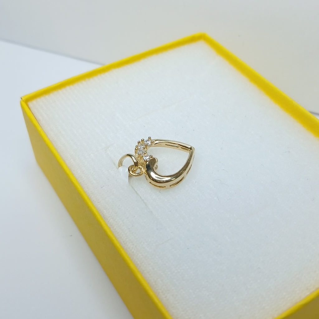 DIJE CORAZON CON CIRCONIAS 14K 1.4 GR (NUEVO)