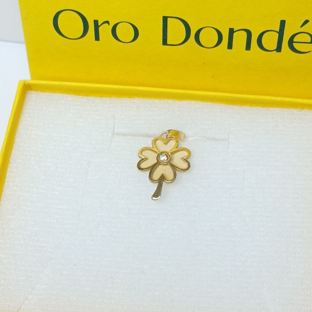 DIJE FIG TREBOL C CIRCONIA 14K 0.8 GR (NUEVO)