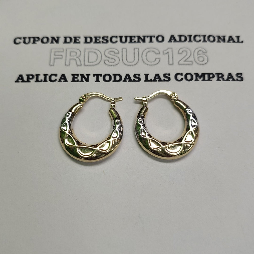 ARETES ARRACADAS COMBINADAS CON INFINITO 14K 2.3 GR (NUEVO)