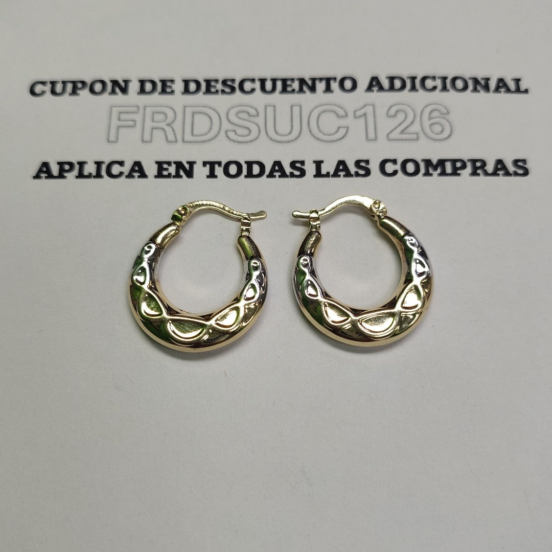 ARETES ARRACADAS COMBINADAS CON INFINITO 14K 2.3 GR (NUEVO)