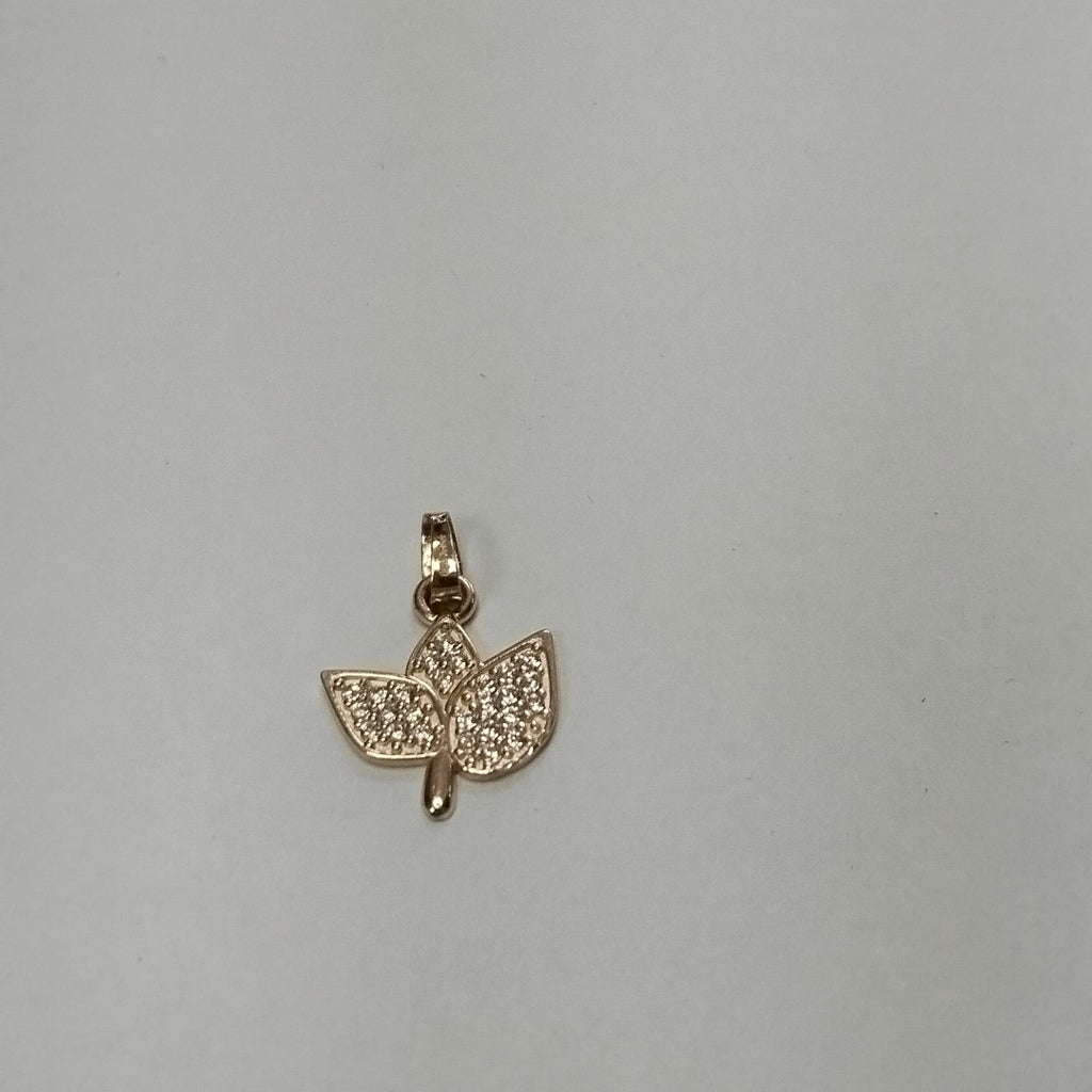 DIJE TEJIDO HOJAS CON CIRCONIAS 14K 1 GR (NUEVO)