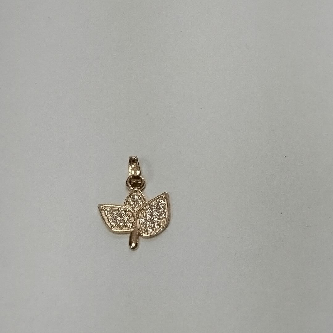 DIJE TEJIDO HOJAS CON CIRCONIAS 14K 1 GR (NUEVO)