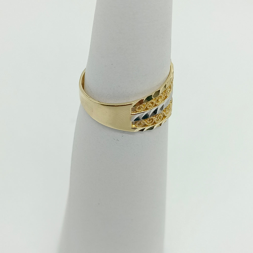 ANILLOS TIPO FILIGRANA COMBINADO 14K TALLA 8 2.7 GR (NUEVO)