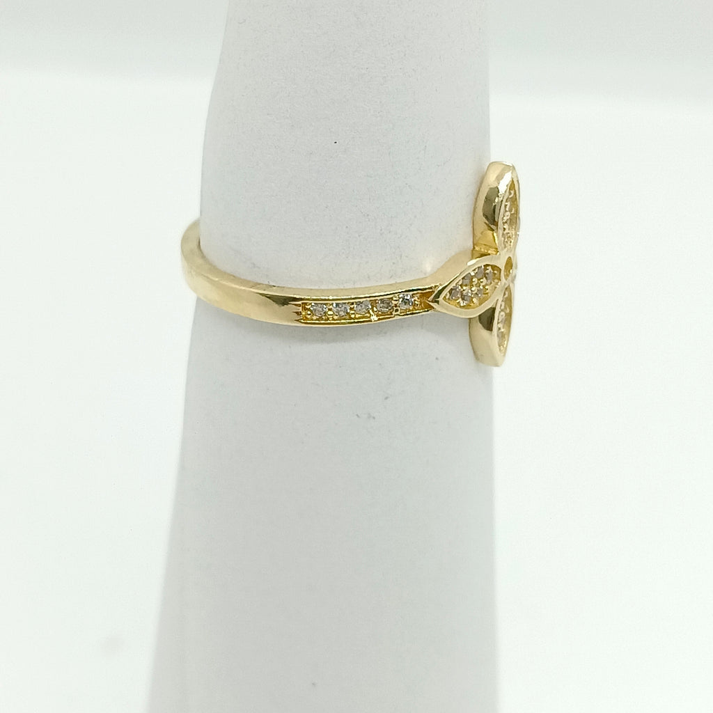 ANILLO ANILLITO FLOR C CIRCONIAS 14K 7 TALLA 1.9 GR (NUEVO)