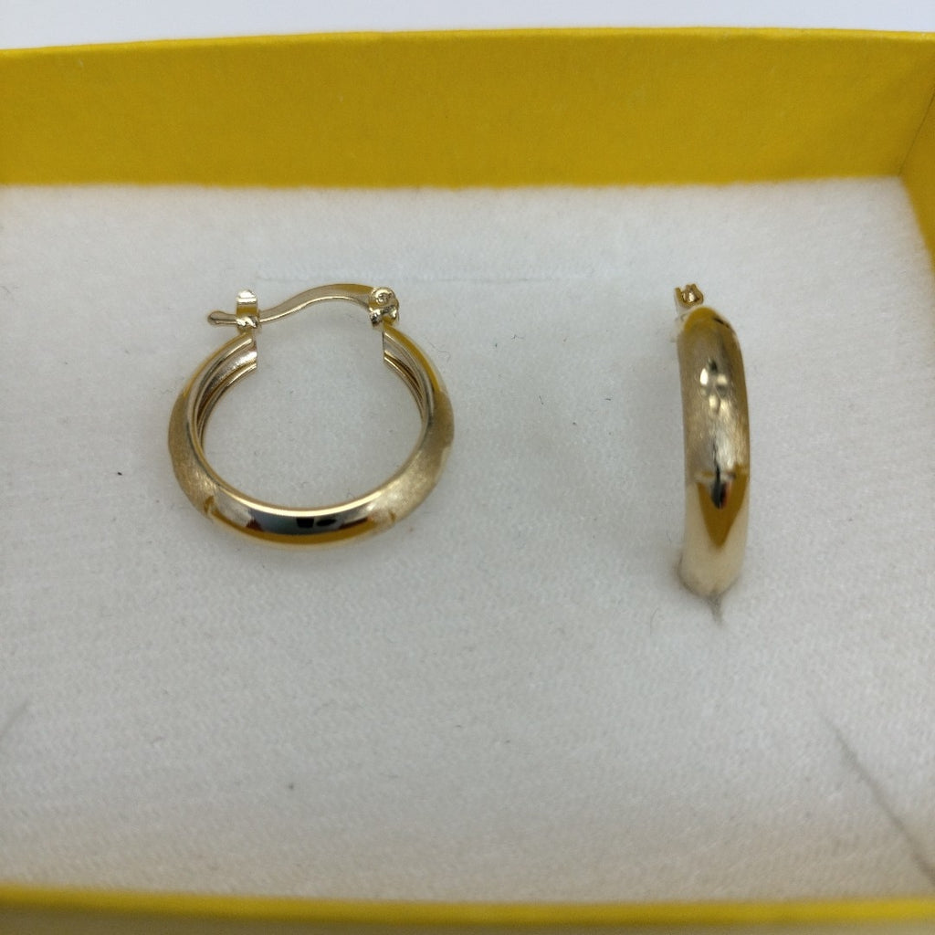 ARETES TEJIDO ARRACADA SATINADA 14K 2.5 GR (NUEVO)