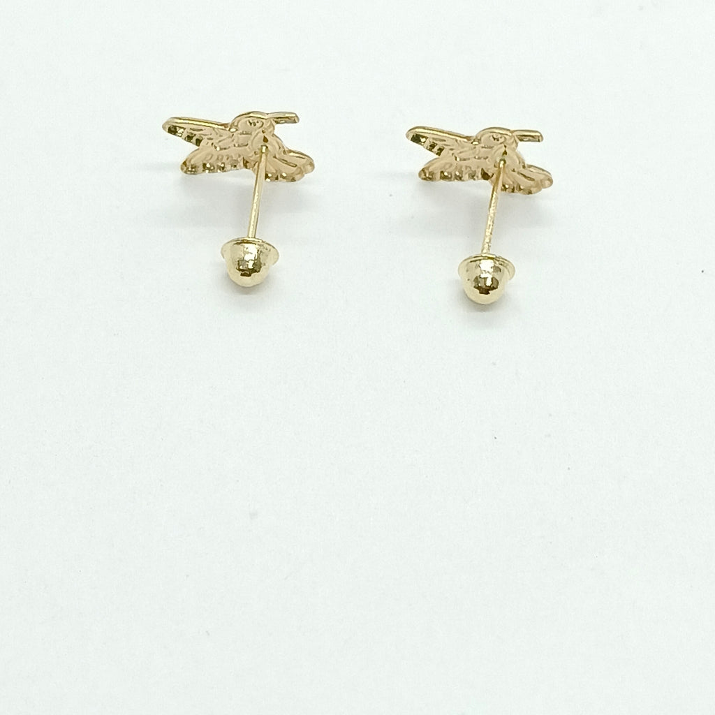 BROQUELES BROQUEL FIG COLIBRI ESMALTE ROSA 14K 0.2138 GR (NUEVO)