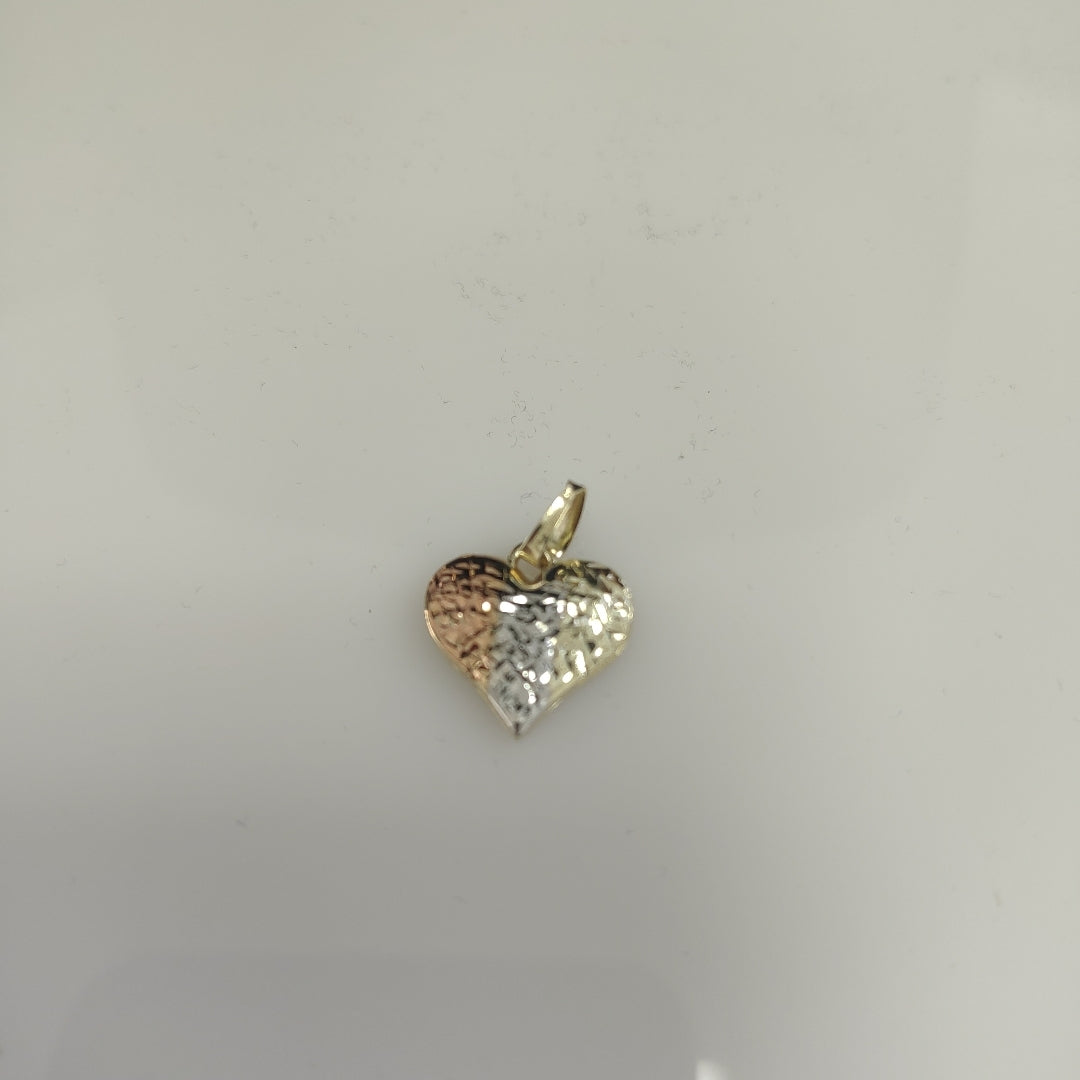 DIJE TEJIDO CORAZON LABRADO COMBINADO 14K 1.3 GR (NUEVO)