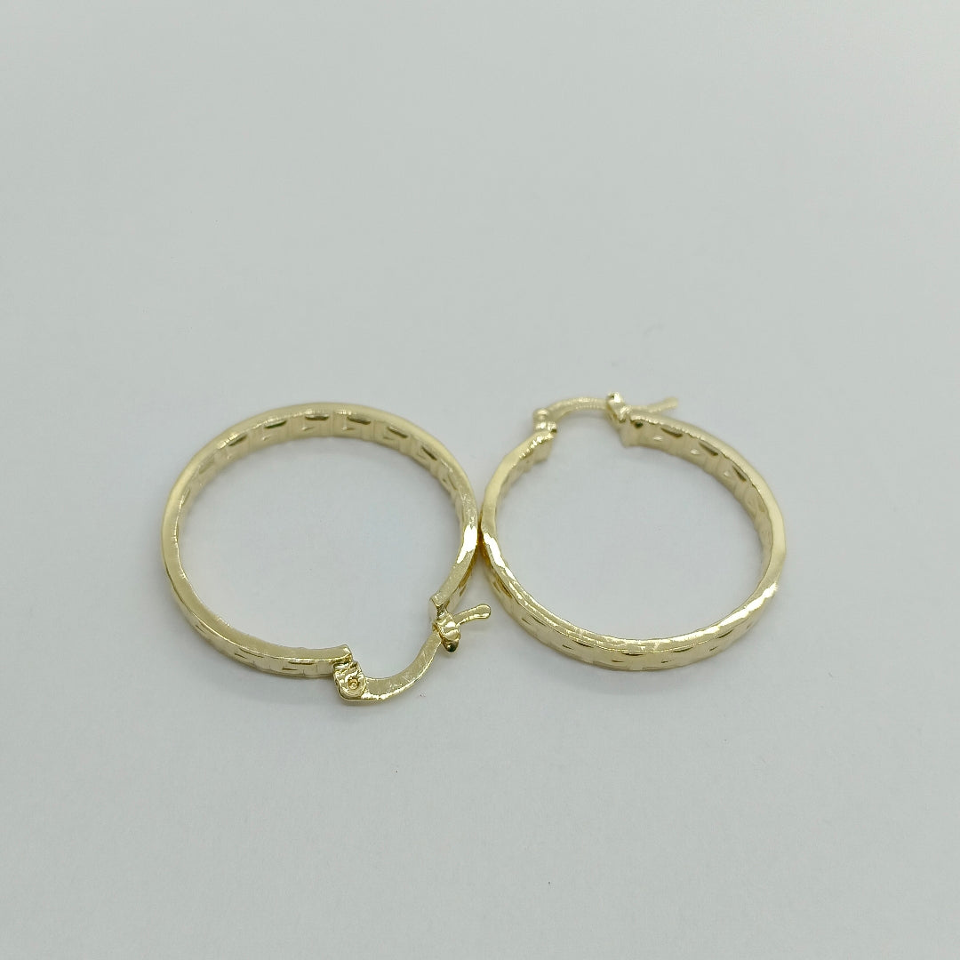 ARETES TEJIDO ARRACADA CON GRECAS 14K 2.7 GR (NUEVO)