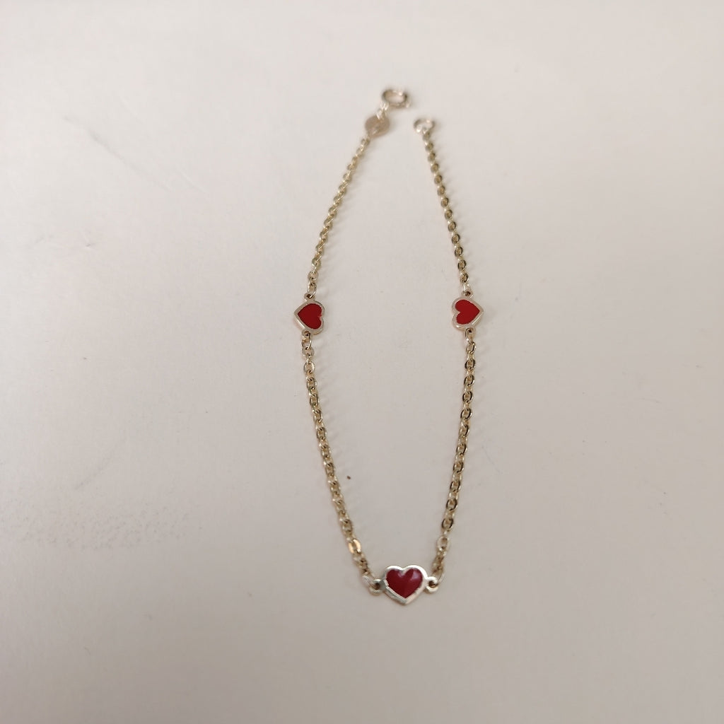 PULSERA ESPECIAL CON CORAZONES 14K 18 CM 1.4 GR (NUEVO)