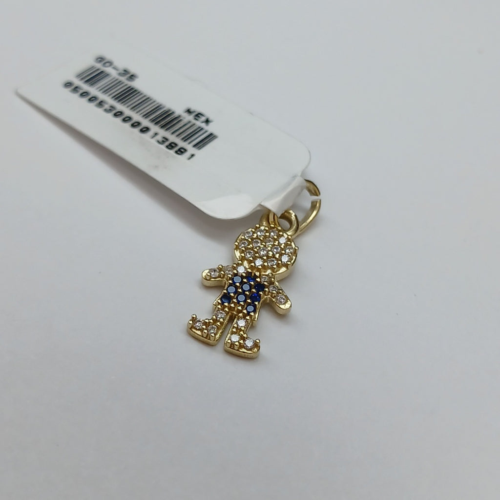 DIJE NIÑO CON CIRCONIAS Y PIEDRAS DE COLOR 10K 0.8 GR (NUEVO)