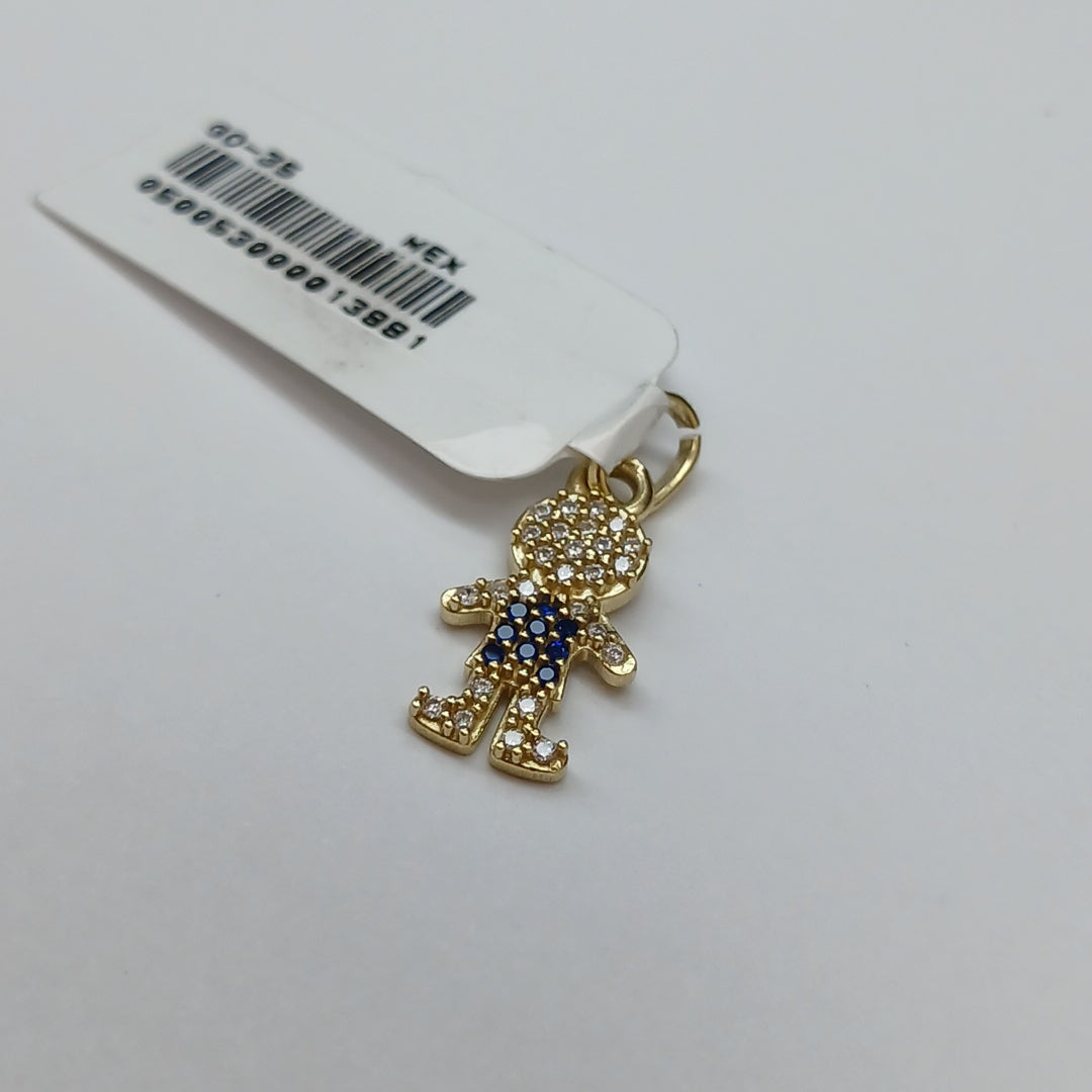 DIJE NIÑO CON CIRCONIAS Y PIEDRAS DE COLOR 10K 0.8 GR (NUEVO)