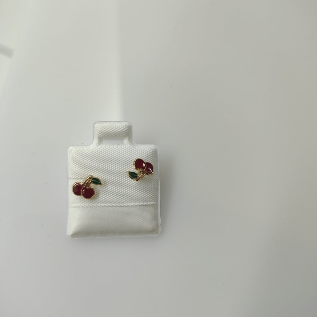 BROQUELES BROQUE FIG CEREZA C ESMALTE 14K 0.2203 GR (NUEVO)