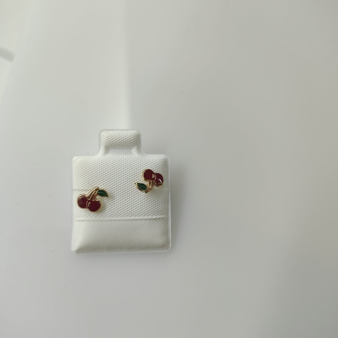 BROQUELES BROQUE FIG CEREZA C ESMALTE 14K 0.2203 GR (NUEVO)