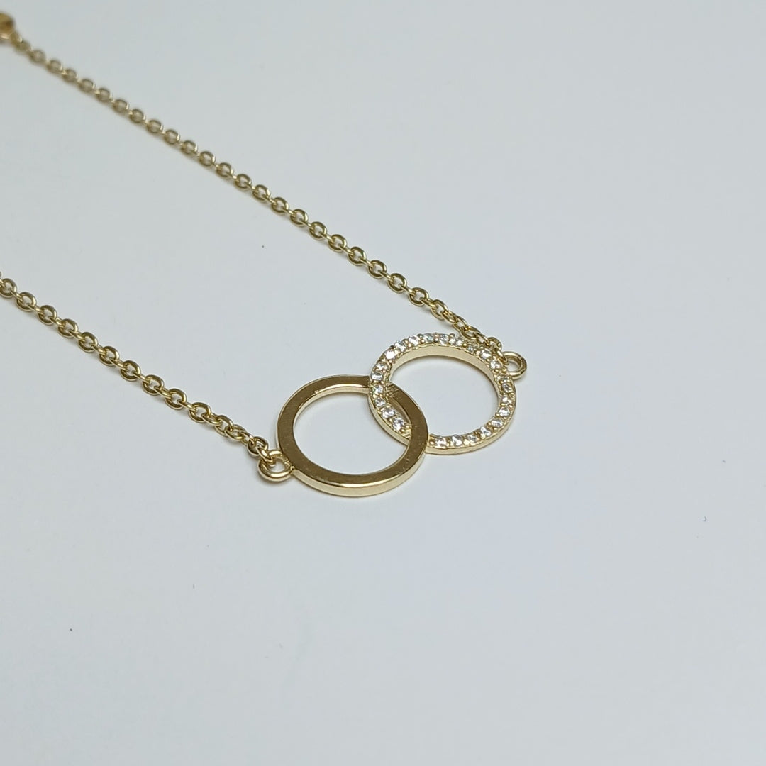 PULSERA TEJIDO ESPECIAL FIG AROS UNIDOS C CIRCS 14K 18 CM 2.1 GR (NUEVO)