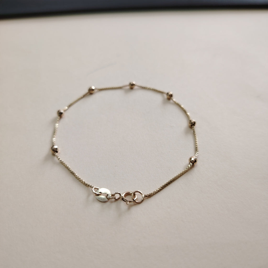 PULSERA ESPECIAL CON BOLITAS 14K 18 CM 1.4 GR (NUEVO)