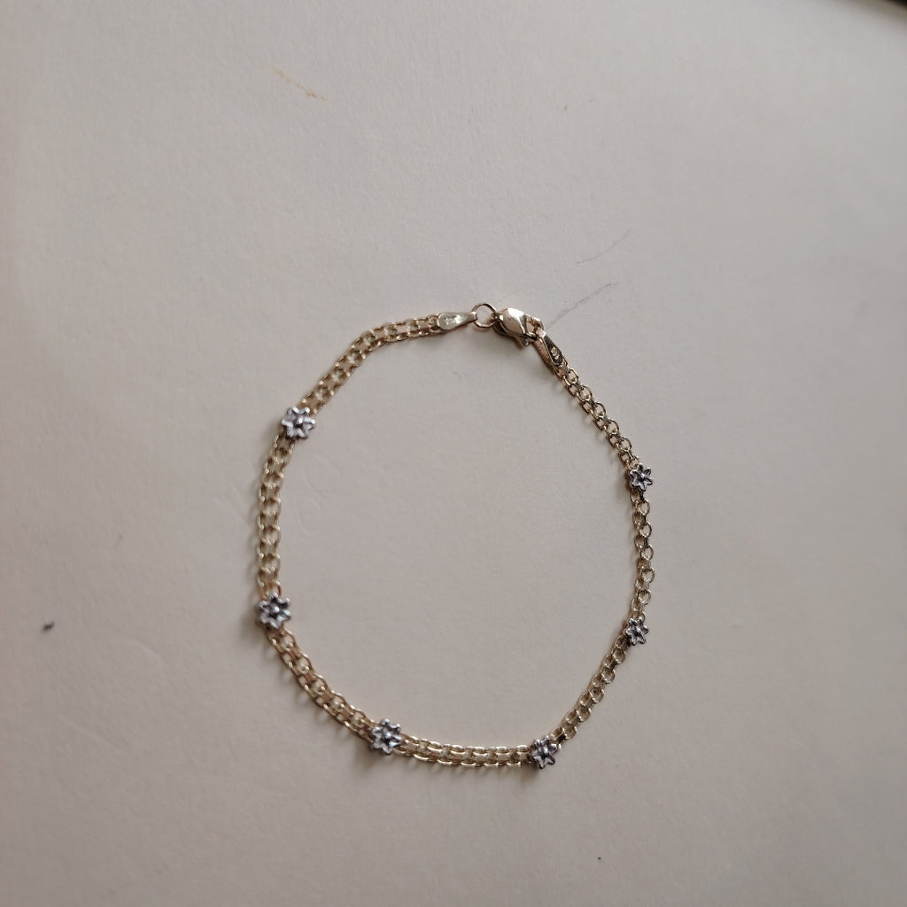 PULSERA ESPECIAL C FLORES 14K 18 CM 3 GR (NUEVO)