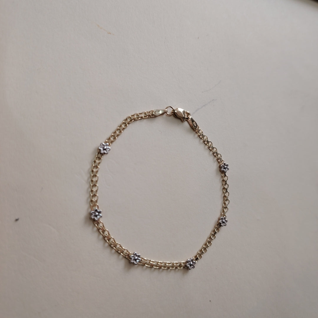 PULSERA ESPECIAL C FLORES 14K 18 CM 3 GR (NUEVO)