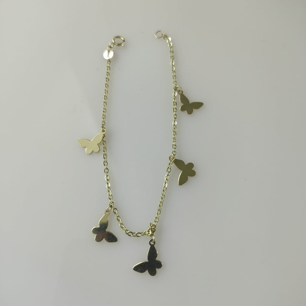 PULSERA ESPECIAL CON MARIPOSAS 14K 18 CM 2.1 GR (NUEVO)
