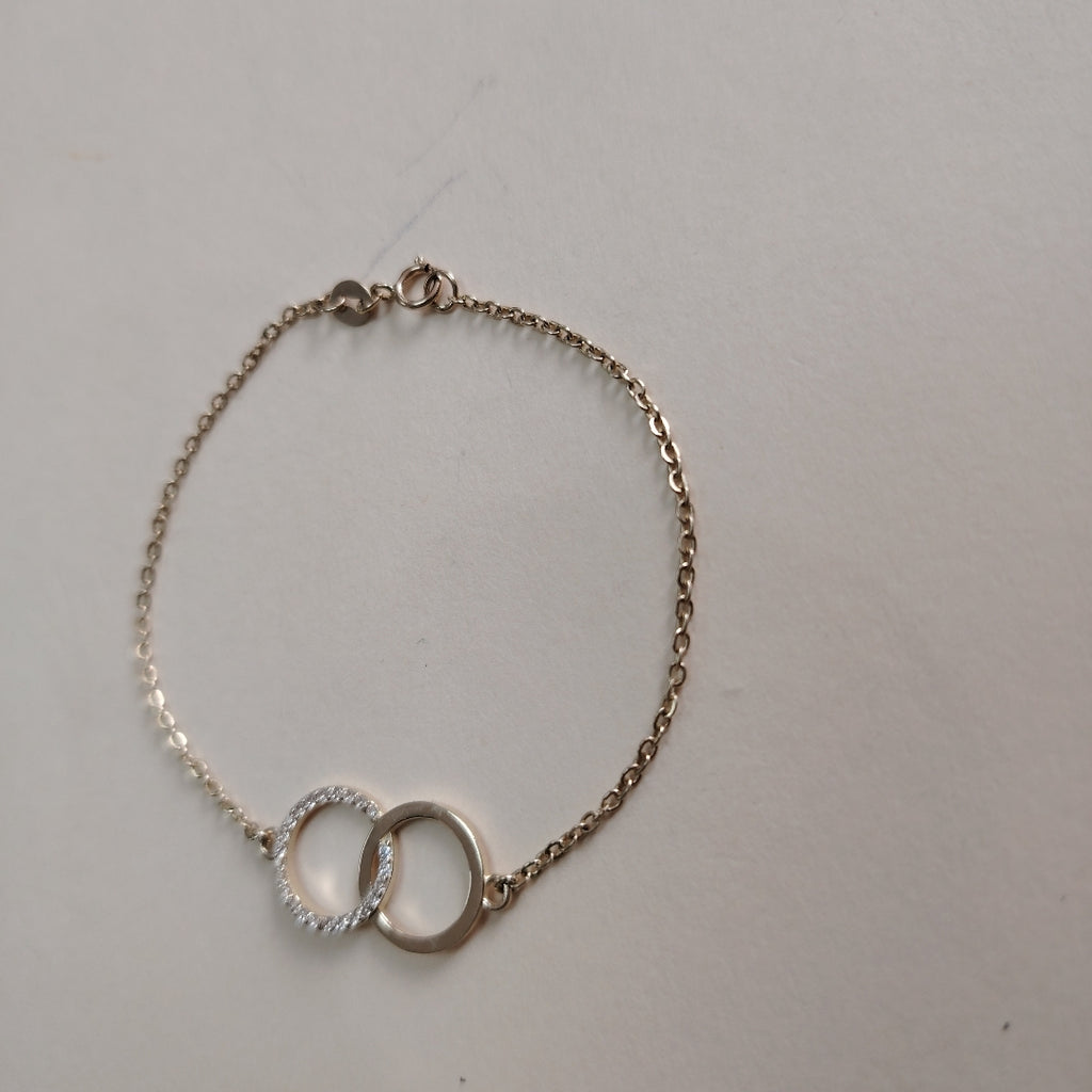 PULSERA TEJIDO ESPECIAL FIG AROS UNIDOS C CIRCS 14K 18 CM 2.1 GR (NUEVO)